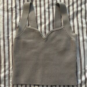 ABERCROMBIE & FITCH Gray Ribbed Knit Women's Top